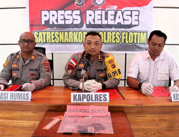 Polres Flotim Gelar Press Release Kasus Ganja, Dua Pelaku Diamankan