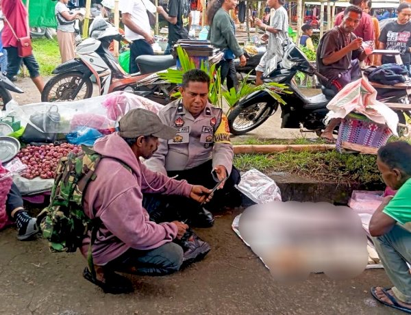 Dari Pasar Boru, Bhabinkamtibmas Ajak Masyarakat Jaga Ketertiban dan Antisipasi Bencana