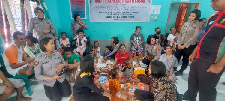 Peduli Kasih Polwan Polres Flotim Gelar Bakti Kesehatan Dan Bakti Sosial, Bersama Anak Panti Asuhan Dalam Rangka HUT Polwan Ke-75