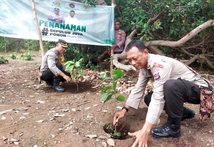 Penanaman Sejuta Pohon Bersama Polri di Dusun Mudakeputu, Flotim