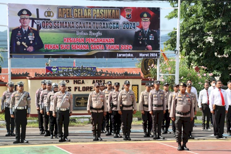 Polres Flores Timur Menggelar Gelar Pasukan Dalam Rangka Operasi Semana Santa Turangga 2024