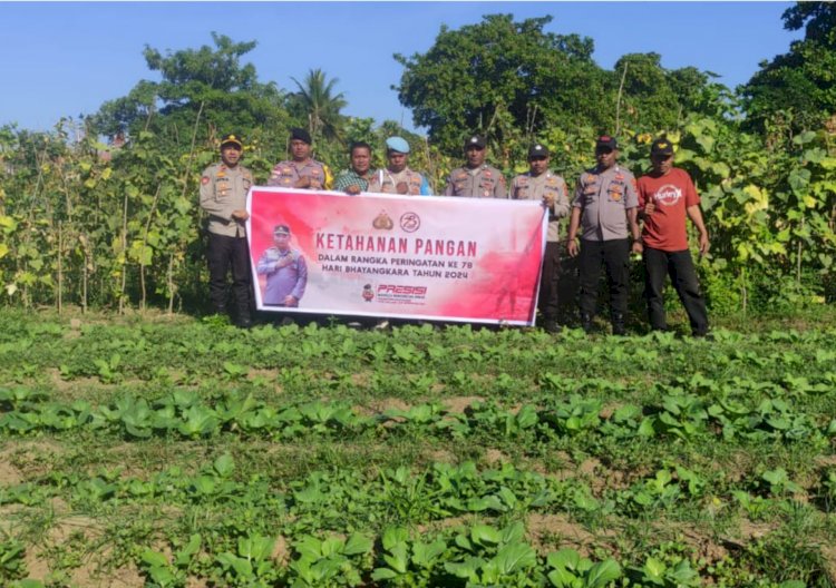 Polsek Adotim Giat Penanaman Pohon dan Ketahanan Pangan dalam rangka Peringatan ke - 78 Hari Bhayangkara Tahun 2024.