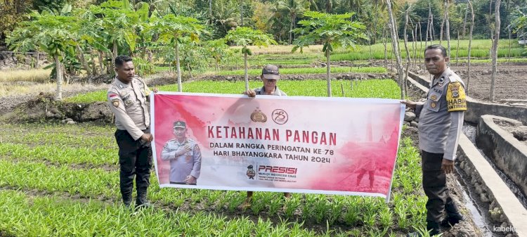 Jelang hari Bhayangkara ke 78, Polsek Titehena laksanakan Giat tanam pohon dan usaha ketahanan pangan.