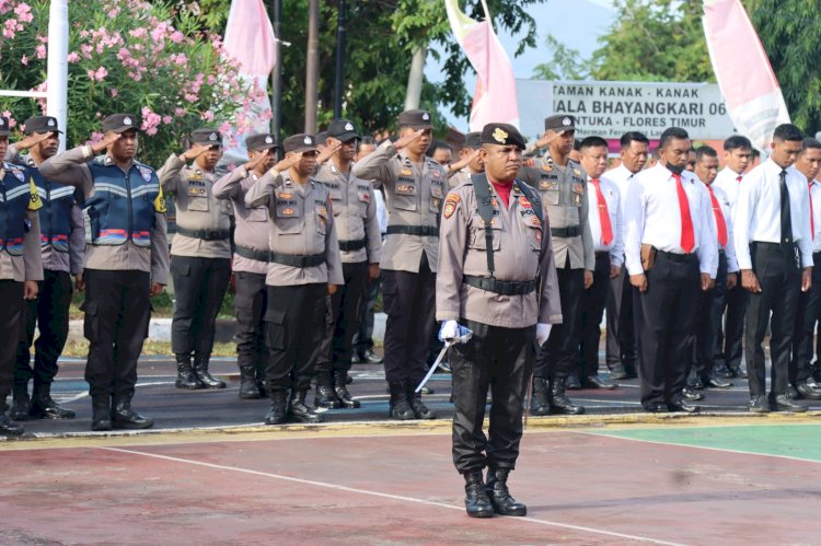 Kapolres Flores Timur Pimpin Upacara Peringatan ke 78 Hari Bhayangkara 2024 di Larantuka.