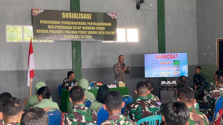 Kapolres Flotim AKBP Nyoman Putra Sandita Bawakan Materi Tentang Narkoba kepada Anggota Kodim 1624/Flotim.