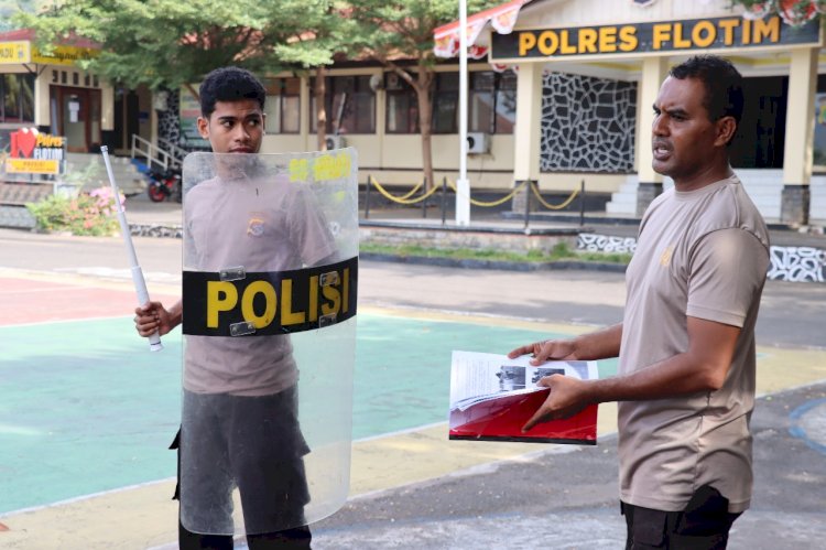 Latihan Dalmas Polres Flotim dalam rangka persiapan menghadapi Pilkada serentak 2024.