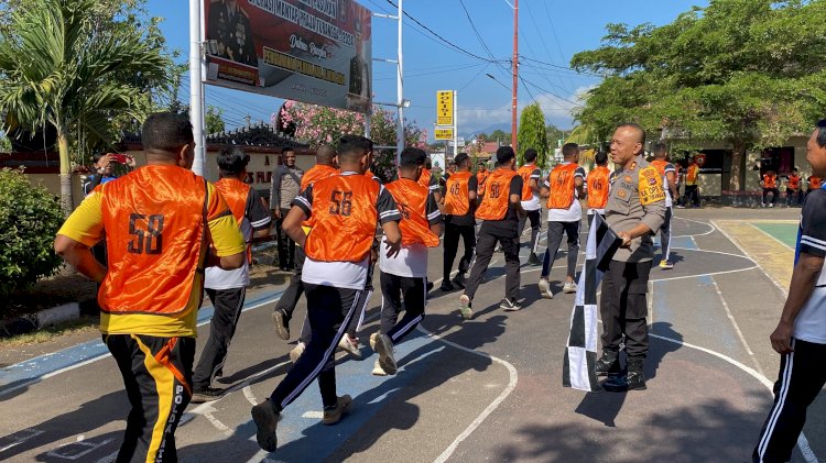 Uji Stamina Sehat dan Kuat, Personil Polres Flotim laksanakan Tes Kesamaptaan Jasmani.