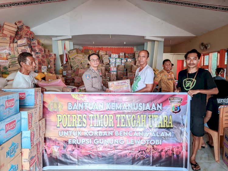 Bantuan Kemanusiaan Polres TTU Untuk Korban Erupsi Lewotobi di Flores Timur di Salurkan.