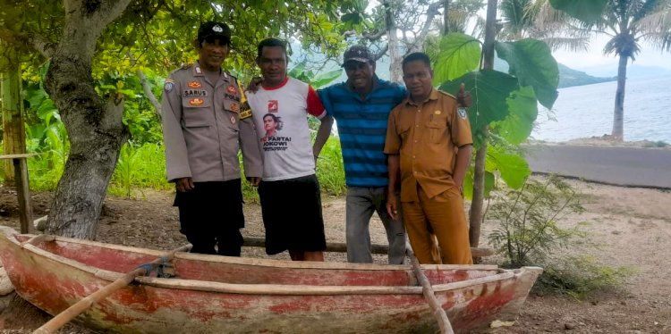 Bripka Lasarus Abong Fasilitasi Penyelesaian Masalah Sampan Hanyut Secara Kekeluargaan