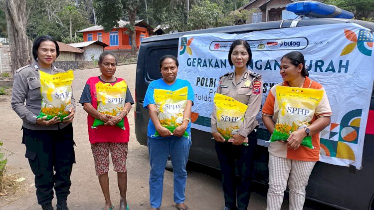Polres Flotim Gelar Gerakan Pangan Murah Serentak, Sediakan 2 Ton Beras SPHP untuk Warga Wulanggitang