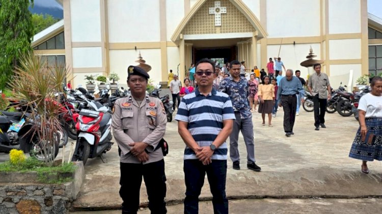 Polres Flores Timur Amankan Misa Minggu Pagi di Sejumlah Gereja, Ibadah Berjalan Khidmat