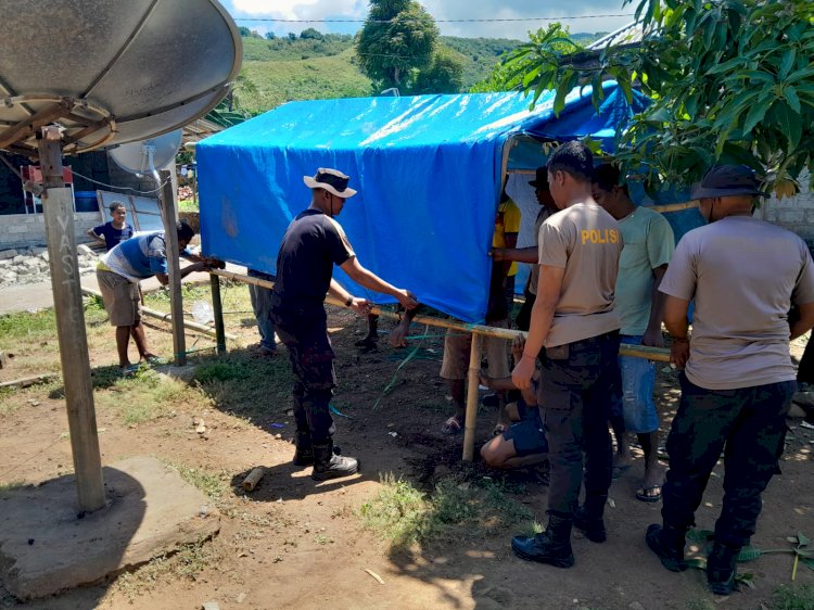 Polres Flores Timur Kembali Dirikan Tenda Darurat di Dua Lokasi Terdampak Gempa