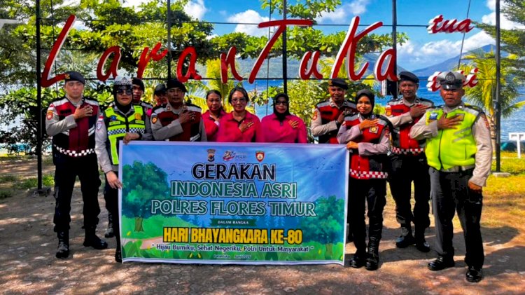 Polres Flores Timur Gelar Gerakan Nasional Indonesia Asri di Tiga Titik Kota Larantuka